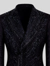 Onyx Jet Beaded Leaf-Scroll Peak-Lapel Double-Breasted Tuxedo Jacket 08