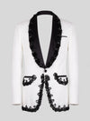 Ivory Jet Beaded-Edge Shawl-Collar Tuxedo Jacket 07