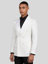 Ivory White Houndstooth Satin Peak-Lapel Double-Breasted Tuxedo Jacket 06