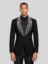 Onyx Silver Pearl-Floral Shawl-Collar Tuxedo Jacket 06