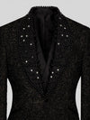 Onyx Crystal Scatter Shawl-Collar Tuxedo Jacket 08