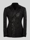 Onyx Jet Crystal Cascade Double-Breasted Tuxedo Jacket 07