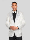 Ivory Silver Mandala-Lace Peak-Lapel Tuxedo Jacket 05