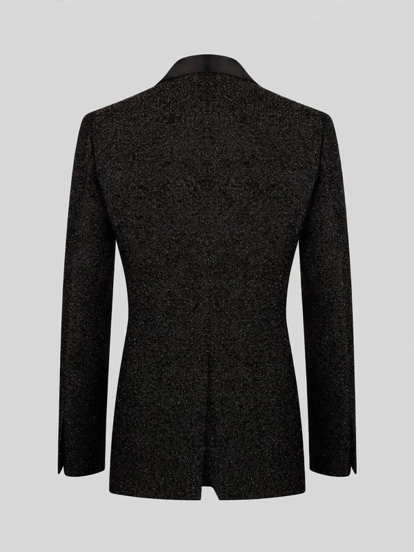 Onyx Silver Pearl-Ring Shawl-Collar Tuxedo Jacket 09