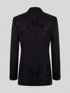 Onyx Jet Beaded Drip Peak-Lapel Double-Breasted Tuxedo Jacket 09
