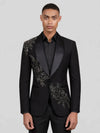 Onyx Silver Bead-Scatter Shawl-Collar Tuxedo Jacket 04