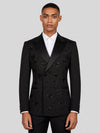 Onyx Jet Star-Bead Peak-Lapel Double-Breasted Tuxedo Jacket 01
