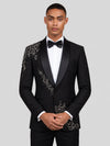 Onyx Silver Bead-Scatter Shawl-Collar Tuxedo Jacket 02