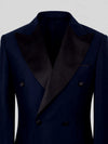 Midnight Navy Satin Peak-Lapel Six-Button Double-Breasted Tuxedo Jacket 08