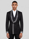 Onyx Silver Crystal-Grid Shawl-Collar Double-Breasted Tuxedo Jacket 01