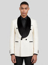 Ivory Grain-Jacquard Black Velvet Shawl-Collar Double-Breasted Tuxedo Jacket 04