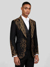 Onyx Gold Crystal Diamond-Lattice Peak-Lapel Tuxedo Jacket 03