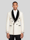 Cream Silver Crystal Velvet Shawl-Collar Double-Breasted Tuxedo Jacket 03