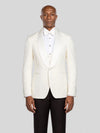 Ivory Textured Satin Shawl-Collar Tuxedo Jacket - cover