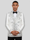 Ivory Silver Fern Crystal Peak-Lapel Double-Breasted Tuxedo Jacket 02