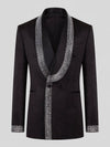 Onyx Silver Crystal-Grid Shawl-Collar Double-Breasted Tuxedo Jacket 07