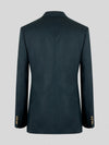 Slate Teal Gold-Button Slant-Flap Peak-Lapel Double-Breasted Suit Jacket 09