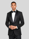 Onyx Jet Beaded Diagonal Shawl-Collar Tuxedo Jacket 02