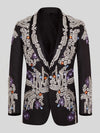 Onyx Silver Gem-Floral Shawl-Collar Tuxedo Jacket 07