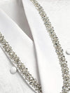 Ivory Silver Crystal-Trim Shawl-Collar Double-Breasted Tuxedo Jacket 08