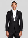 Onyx Smooth Slant-Flap Satin Shawl-Collar Tuxedo Jacket 01