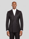 Onyx Wide Shadow-Stripe Six-Button Peak-Lapel Double-Breasted Suit Jacket - cover
