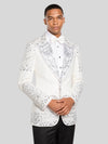Ivory Silver Mandala-Lace Peak-Lapel Tuxedo Jacket 03