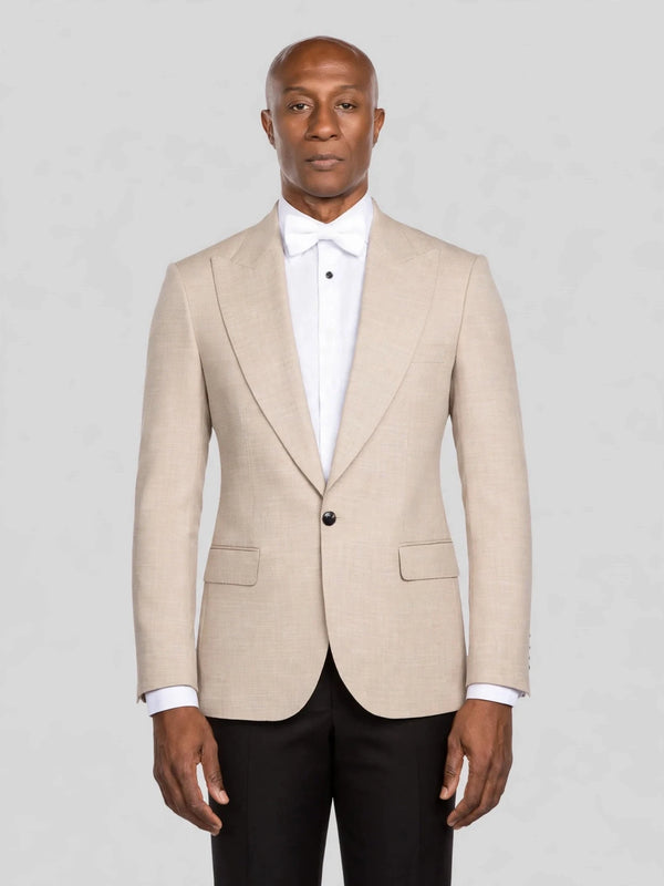 Oatmeal Single-Button Peak-Lapel Suit Jacket - cover