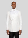 Ivory White Houndstooth Satin Peak-Lapel Double-Breasted Tuxedo Jacket - cover