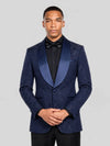 Navy Paisley-Jacquard Satin-Welt Shawl-Collar Tuxedo Jacket 06