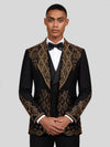 Onyx Gold Crystal Diamond-Lattice Peak-Lapel Tuxedo Jacket 02
