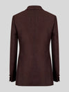 Chocolate Brown Diamond-Texture Shawl-Collar Tuxedo Jacket 09