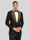 Onyx Gold Pearl-Floral Shawl-Collar Tuxedo Jacket 02