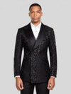 Onyx Silver Jet Diagonal Peak-Lapel Double-Breasted Tuxedo Jacket 01