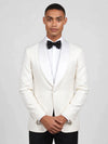 Ivory Diamond-Texture Satin Shawl-Collar Tuxedo Jacket 02