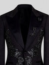 Onyx Jet Lace-Motif Peak-Lapel Tuxedo Jacket 08