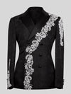 Onyx Silver Crystal Cascade Double-Breasted Tuxedo Jacket 07