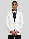 Ivory Diamond-Texture Shawl-Collar Tuxedo Jacket 05