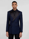 Midnight Navy Satin Peak-Lapel Six-Button Double-Breasted Tuxedo Jacket 04
