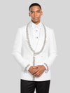 Ivory Silver Crystal-Trim Shawl-Collar Double-Breasted Tuxedo Jacket 03
