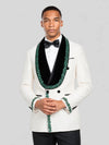 Ivory Emerald-Leaf Velvet Shawl-Collar Double-Breasted Tuxedo Jacket 02
