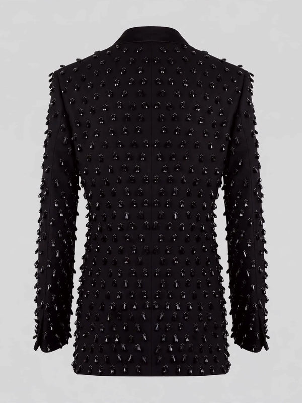 Onyx Jet Spike-Crystal Peak-Lapel Tuxedo Jacket 09