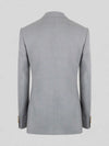 Silver Grey Gold-Button Ticket-Pocket Slant-Flap Peak-Lapel Double-Breasted Suit Jacket 09