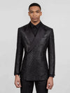 Onyx Silver-Speckle Satin Peak-Lapel Two-Button Double-Breasted Tuxedo Jacket 04