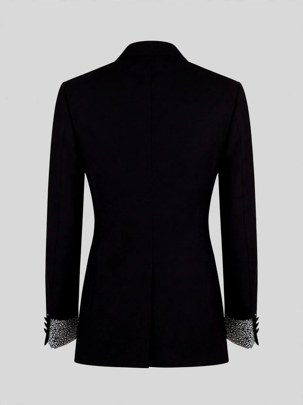 Onyx Silver Crystal Paisley-Swirl Peak-Lapel Tuxedo Jacket 09