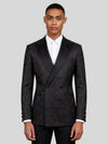 Onyx Tonal Paisley Satin Peak-Lapel Double-Breasted Tuxedo Jacket 01