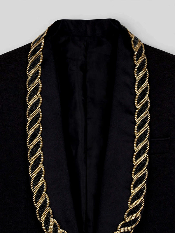 Onyx Gold Rope-Chain Shawl-Collar Tuxedo Jacket 08