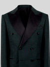 Forest Green Houndstooth Satin Peak-Lapel Six-Button Double-Breasted Tuxedo Jacket 08