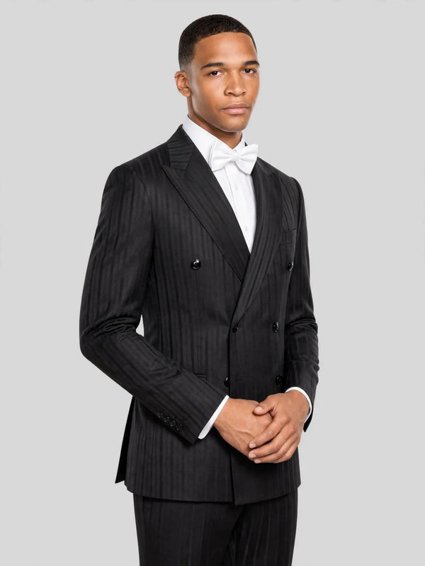 Onyx Wide Shadow-Stripe Six-Button Peak-Lapel Double-Breasted Suit Jacket 03
