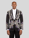 Onyx Silver Gem-Floral Shawl-Collar Tuxedo Jacket - cover